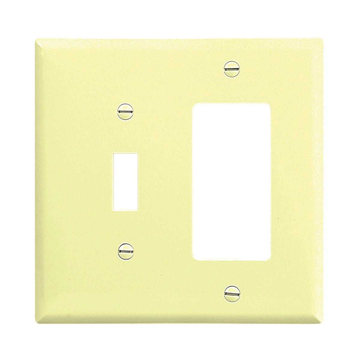 Eaton Wiring Devices 2153V-BOX Combination Wallplate, 4-1/2 in L, 4-9/16 in W, 2 -Gang, Thermoset, Ivory