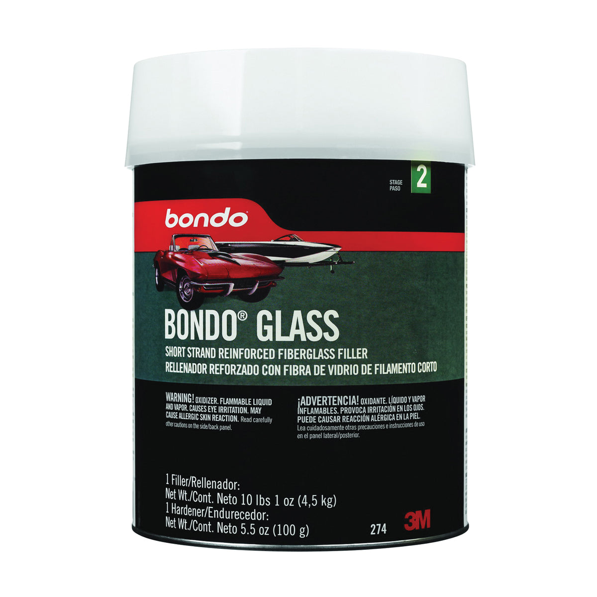 Bondo 274 Reinforced Filler, 1 gal Can, Paste, Pungent Organic