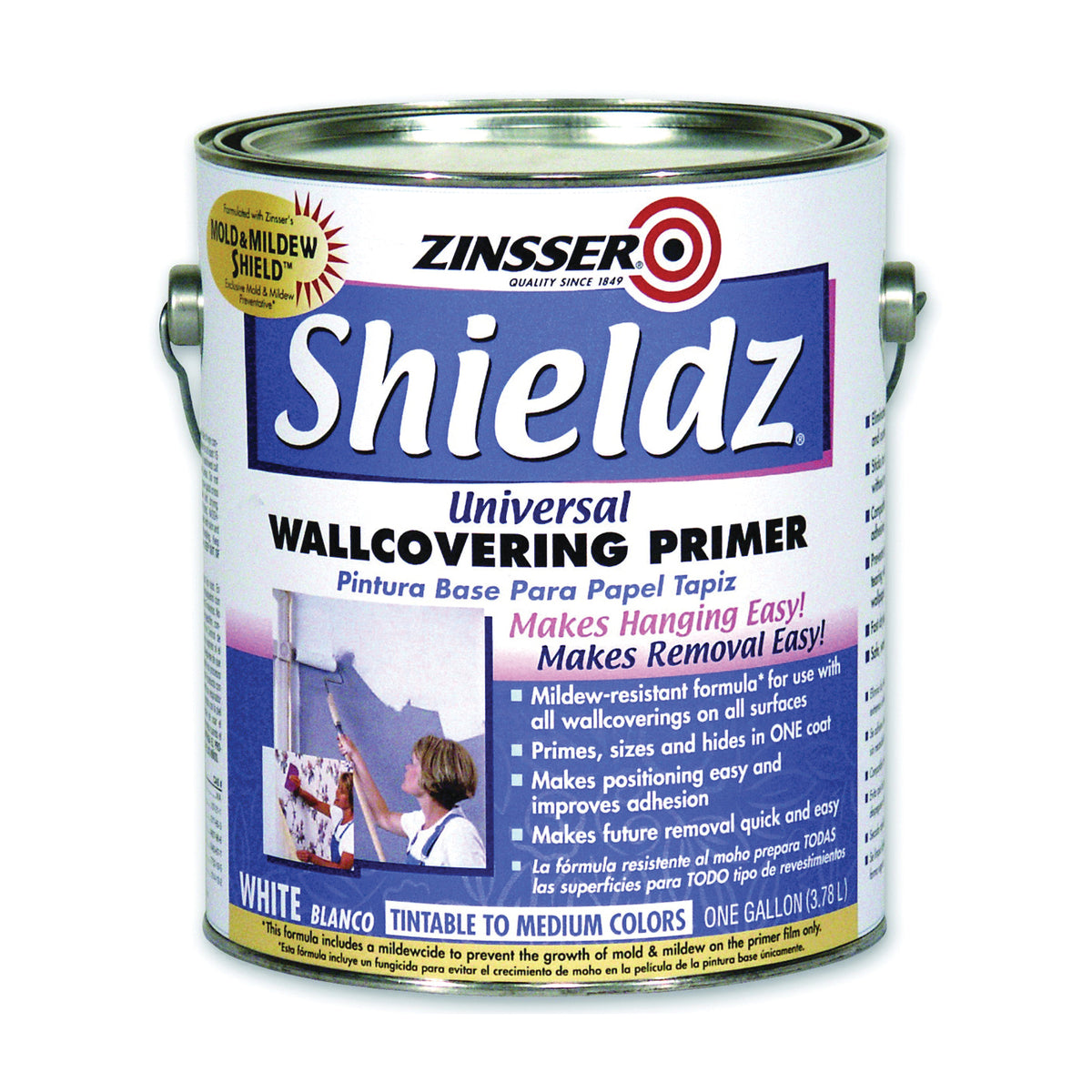 ZINSSER 02501 Universal Wallcovering Primer, White, 1 gal, Pail, Liquid