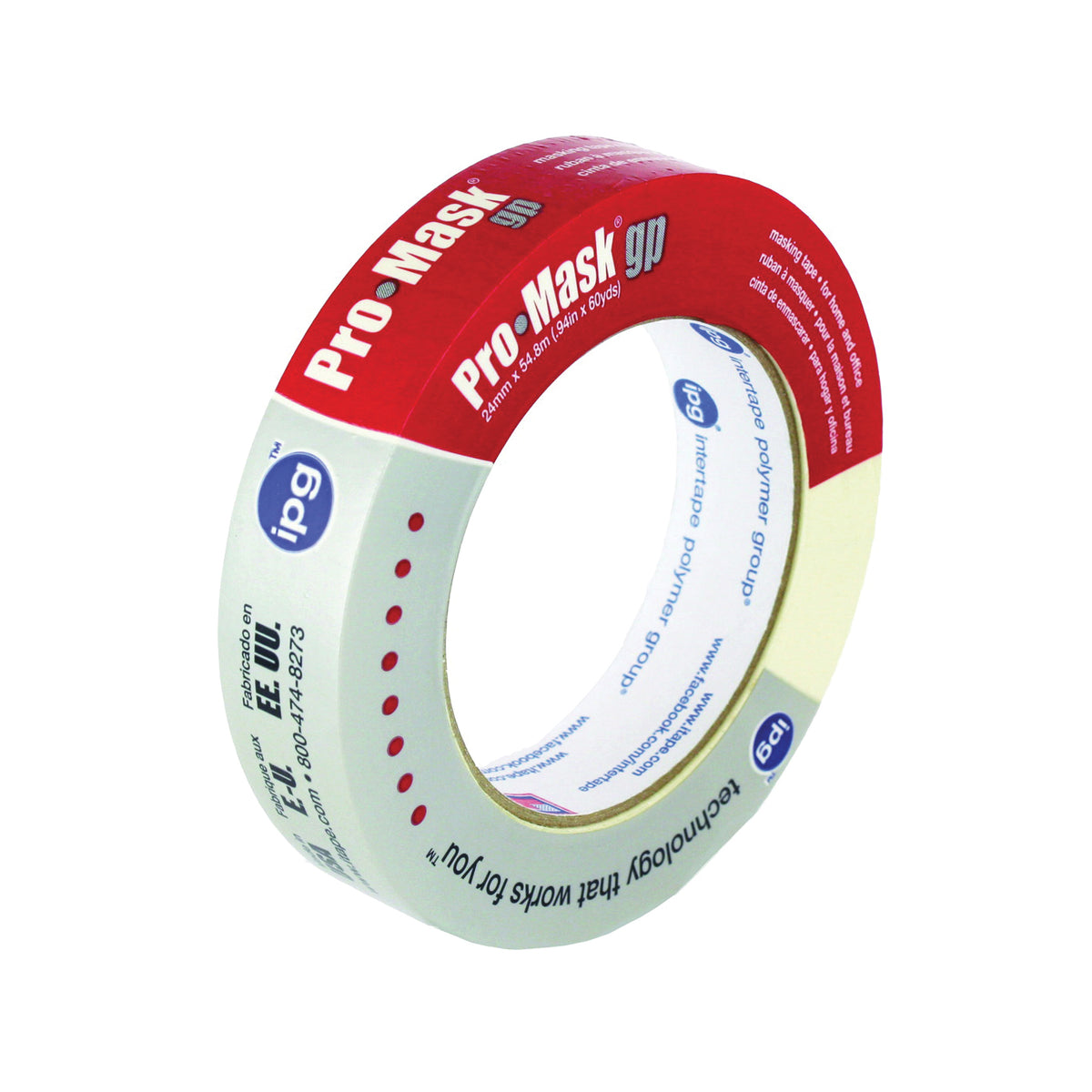 IPG 5101-1 Masking Tape, 60 yd L, 0.94 in W, Crepe Paper Backing, Beige