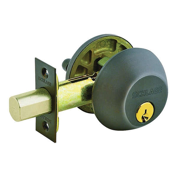 Schlage B60NV716 Deadbolt, Aged Bronze, 2-3/8 x 2-3/4 in Backset, C Keyway