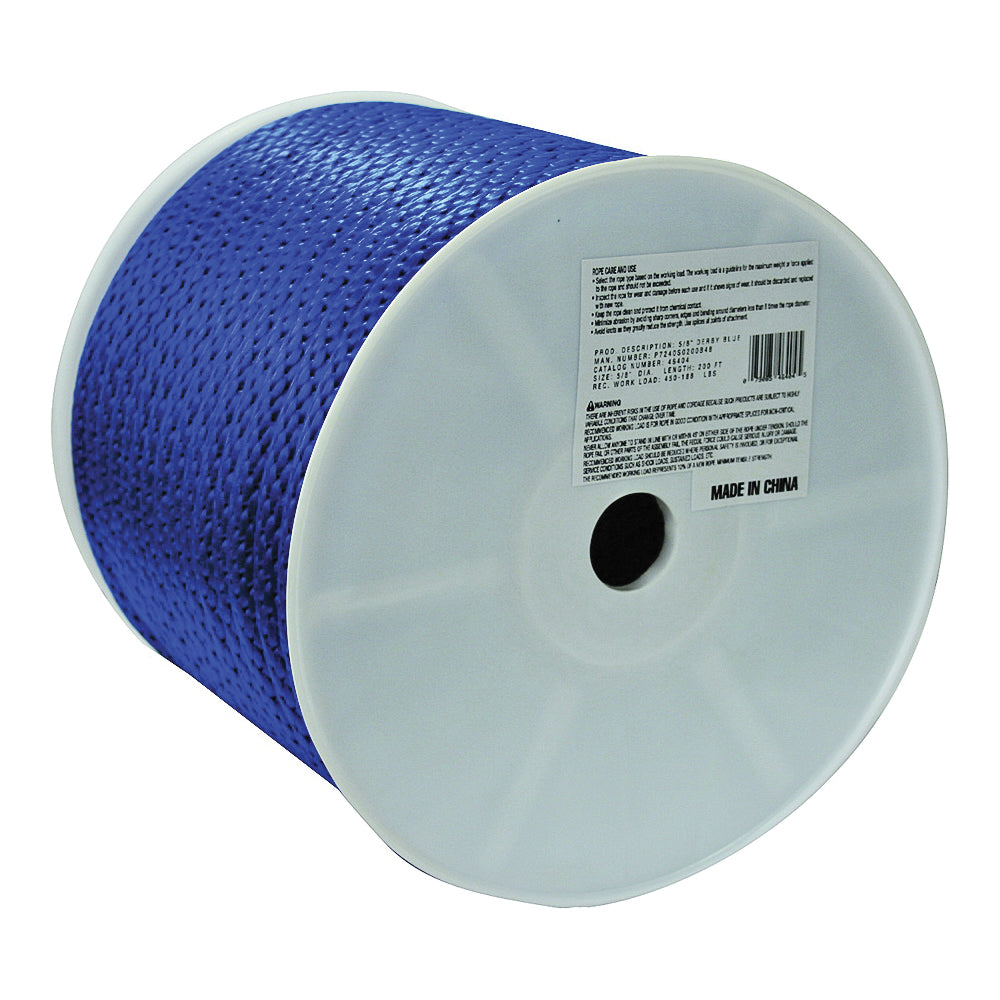 Wellington 46404 Derby Rope, 5/8 in Dia, 200 ft L, 450 lb Working Load, Polypropylene, Blue