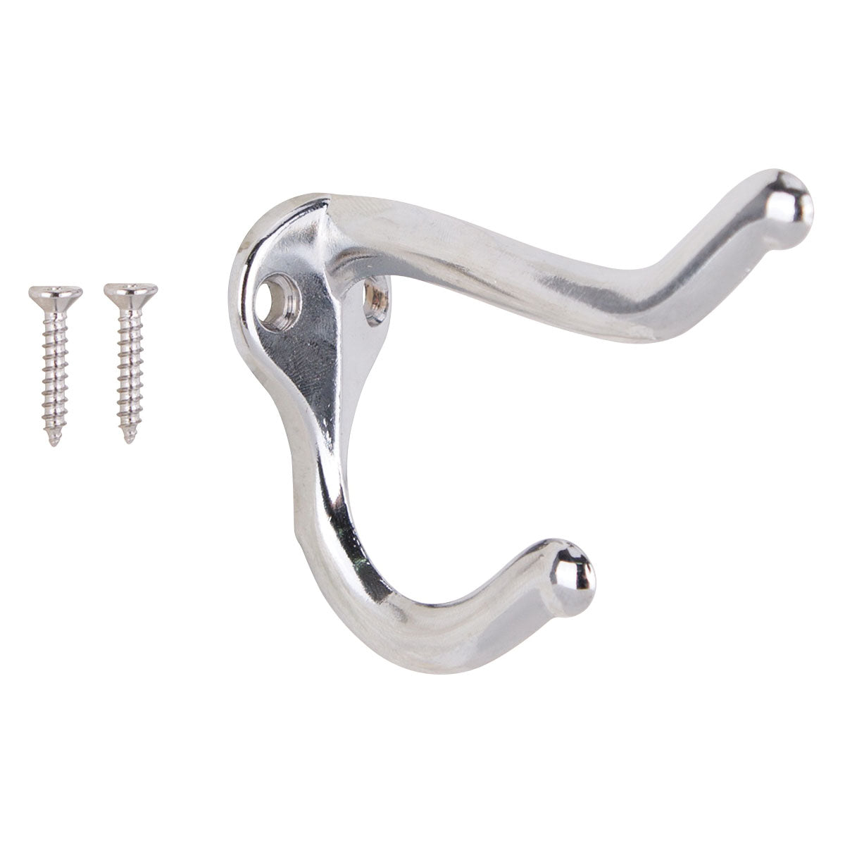 ProSource H62-B072 Coat and Hat Hook, 20 lb, 2-Hook, 1 in Opening, Zinc, Chrome