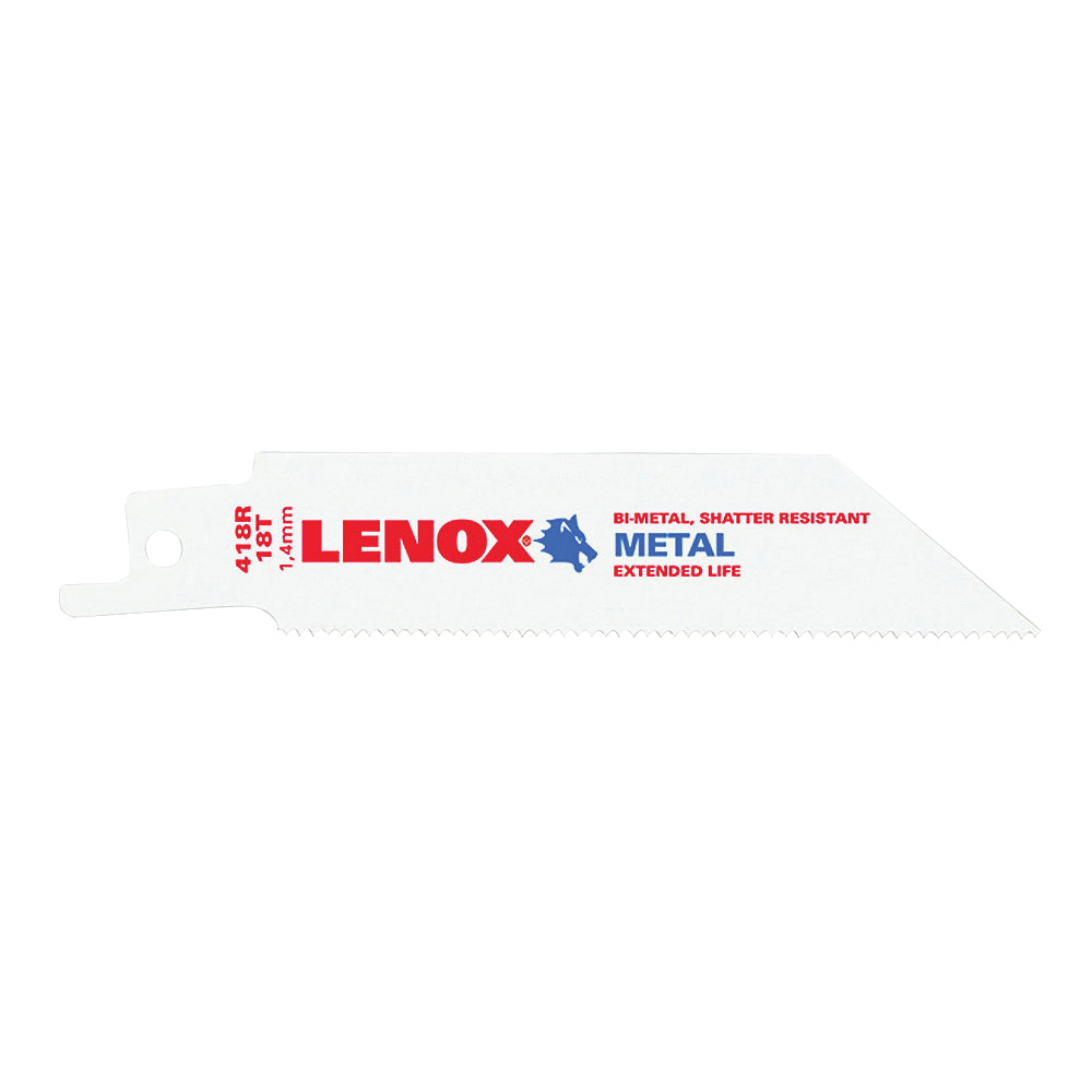 Lenox 20552418R Reciprocating Saw Blade, 3/4 in W, 4 in L, 18 TPI, Carbide Cutting Edge