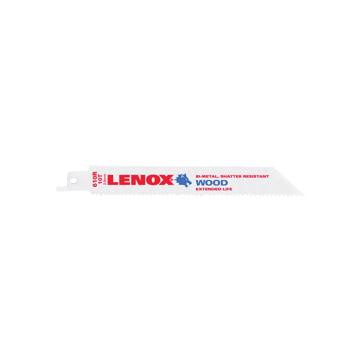 Lenox 20562610R Reciprocating Saw Blade, 3/4 in W, 6 in L, 10 TPI, Cobalt/Steel Cutting Edge
