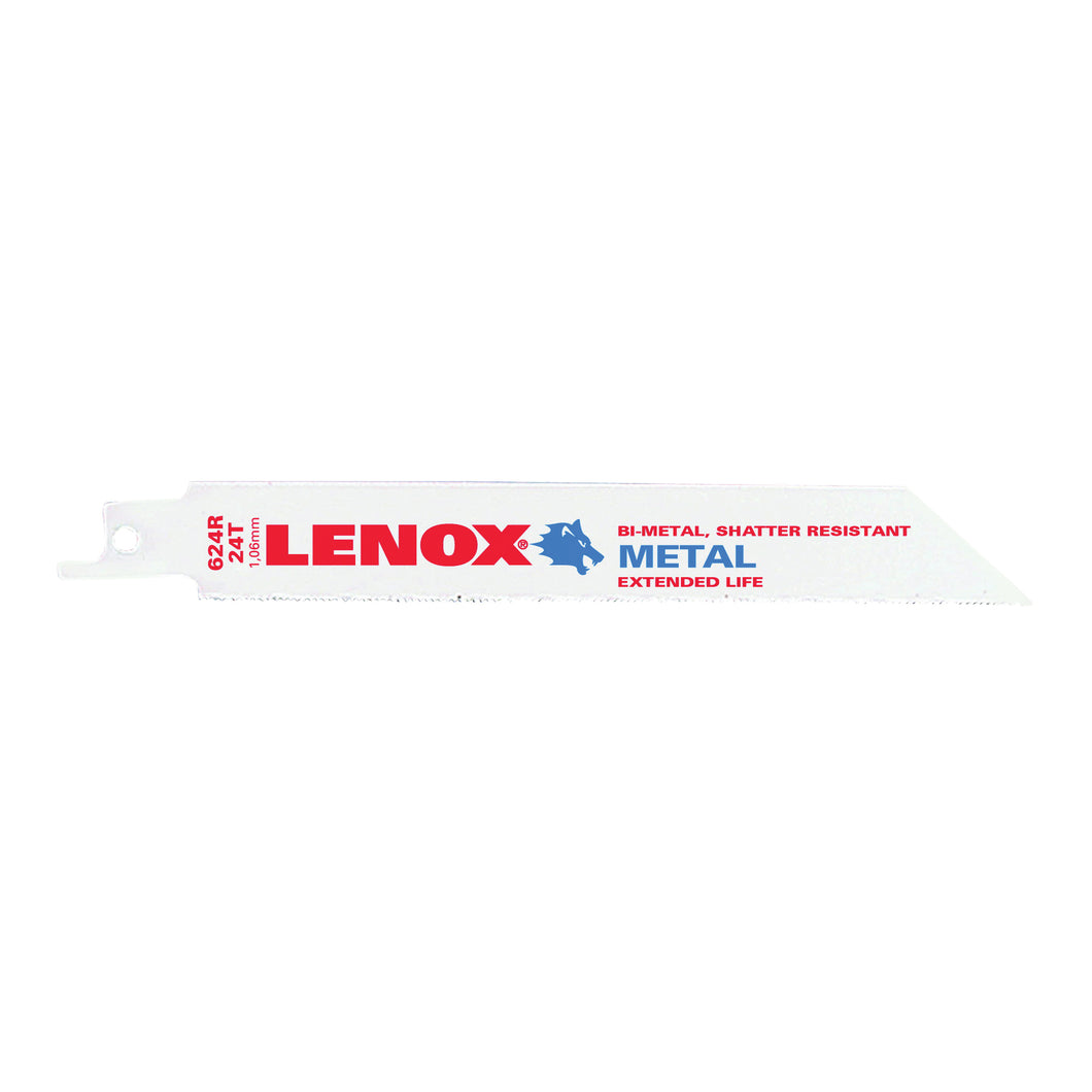 Lenox 20568624R Reciprocating Saw Blade, 3/4 in W, 6 in L, 24 TPI, Bi-Metal Cutting Edge