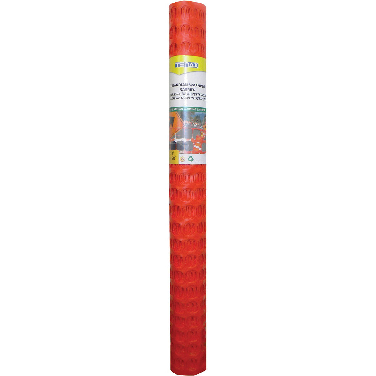 TENAX Guardian 82099904 Visual Barrier, 50 ft L, 1-3/4 x 1-3/4 in Mesh, Oval Mesh, HDPE, Orange