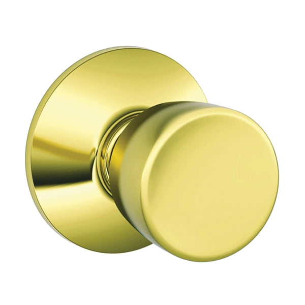 Schlage F10 BEL 605 Passage Door Knob, Metal, Brass