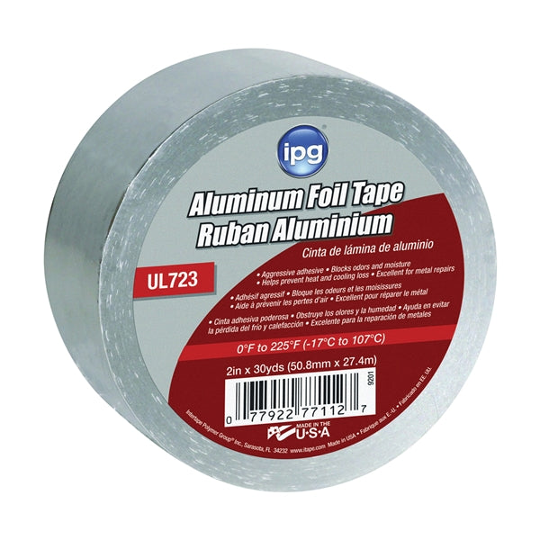 IPG 9201 Foil Tape, 30 yd L, 2 in W, Aluminum Backing