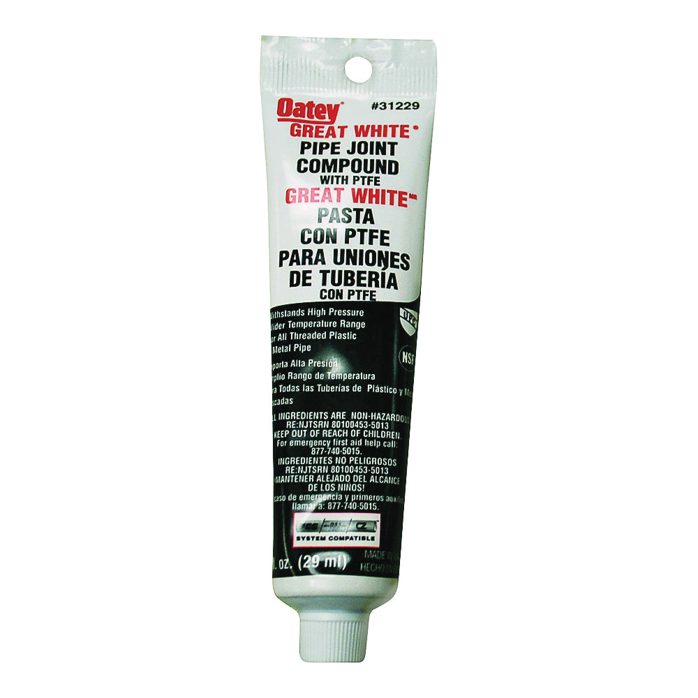 Oatey Great White 31229 Pipe Joint Compound, 1 oz Tube, Liquid, Paste, White