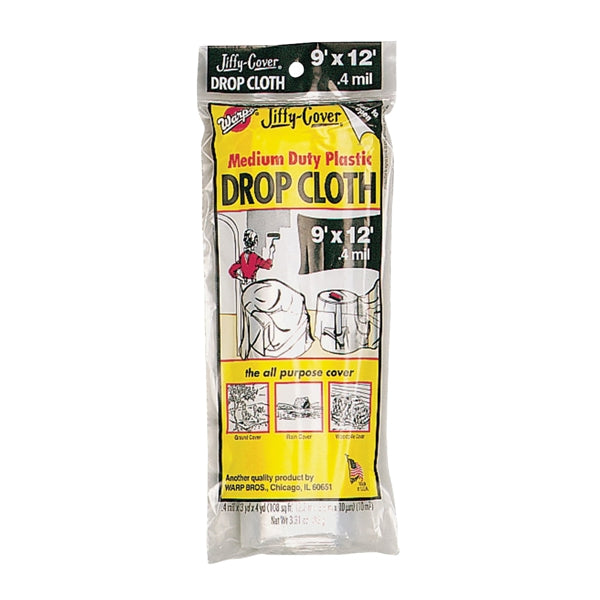 Warp's PC-72 Drop Cloth, 12 ft L, 9 ft W, Plastic, Clear