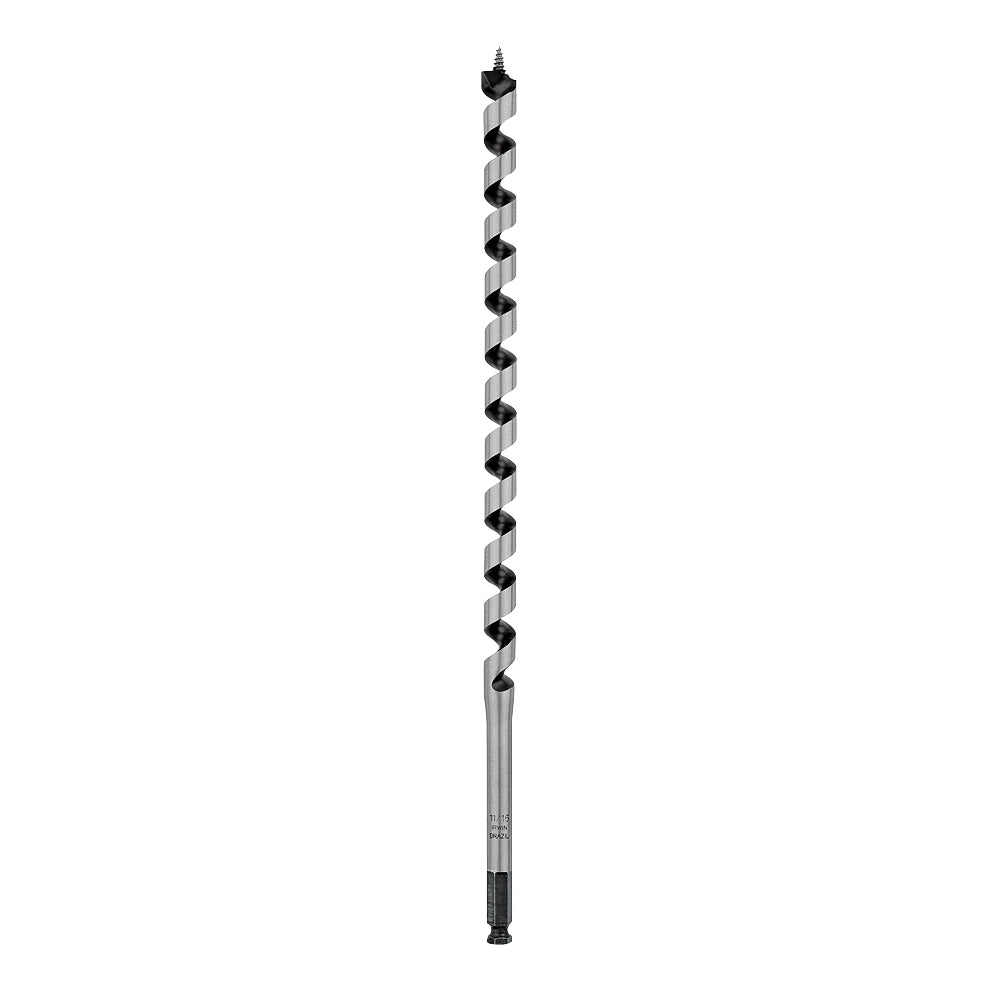 IRWIN 3043008 Auger Drill Bit, 11/16 in Dia, 17 in OAL, Twist Flute, 1-Flute, 7/16 in Dia Shank