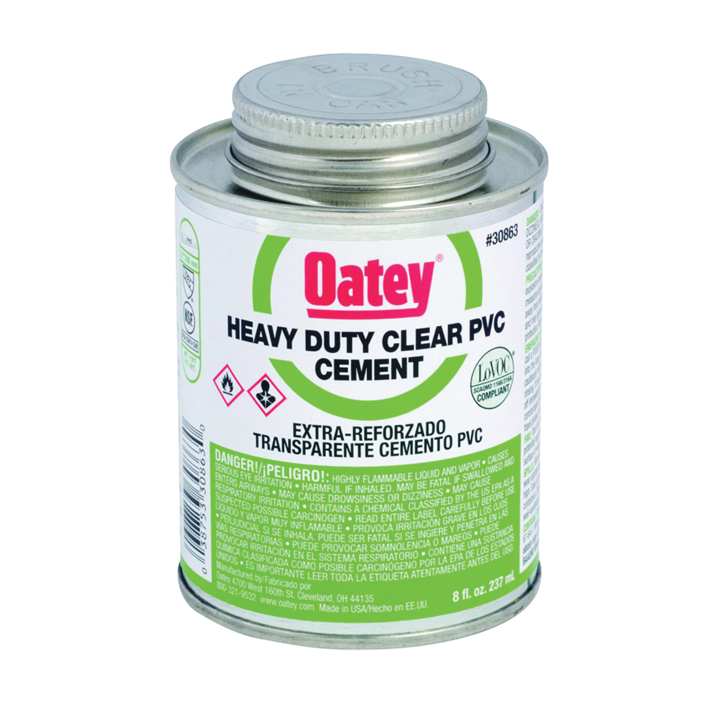 Oatey 30850 Solvent Cement, 4 oz Can, Liquid, Clear