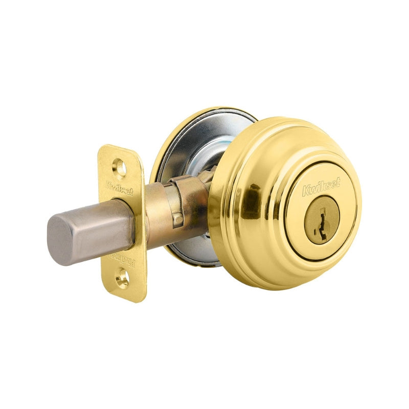Kwikset 9803SMTCP Deadbolt, Alike Key, Steel, Polished Brass, 2-3/8 to 2-3/4 in Backset, K6/SMT Keyway