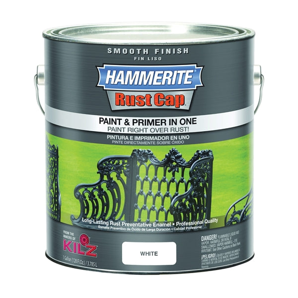 Kilz Hammerite RUST CAP 46260 Enamel Finish, High-Gloss, White, 1 gal, Can