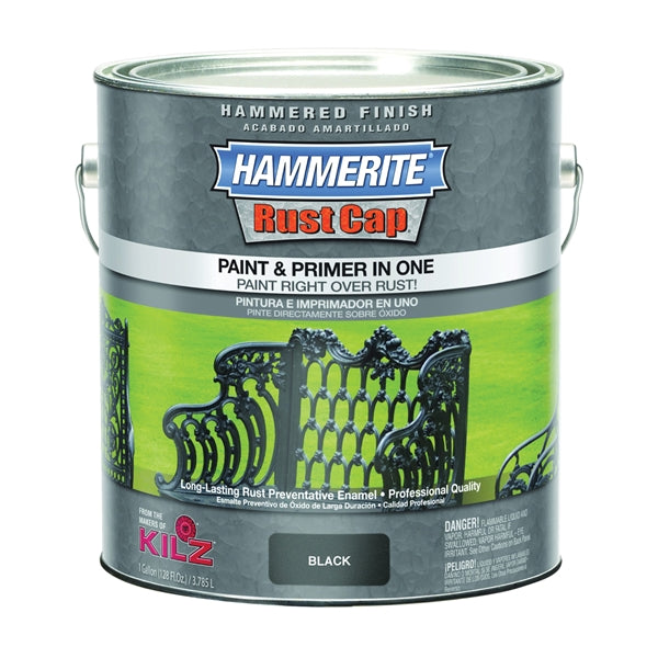 Kilz Hammerite RUST CAP 45140 Enamel Finish, Hammered, Black, 1 gal, Can