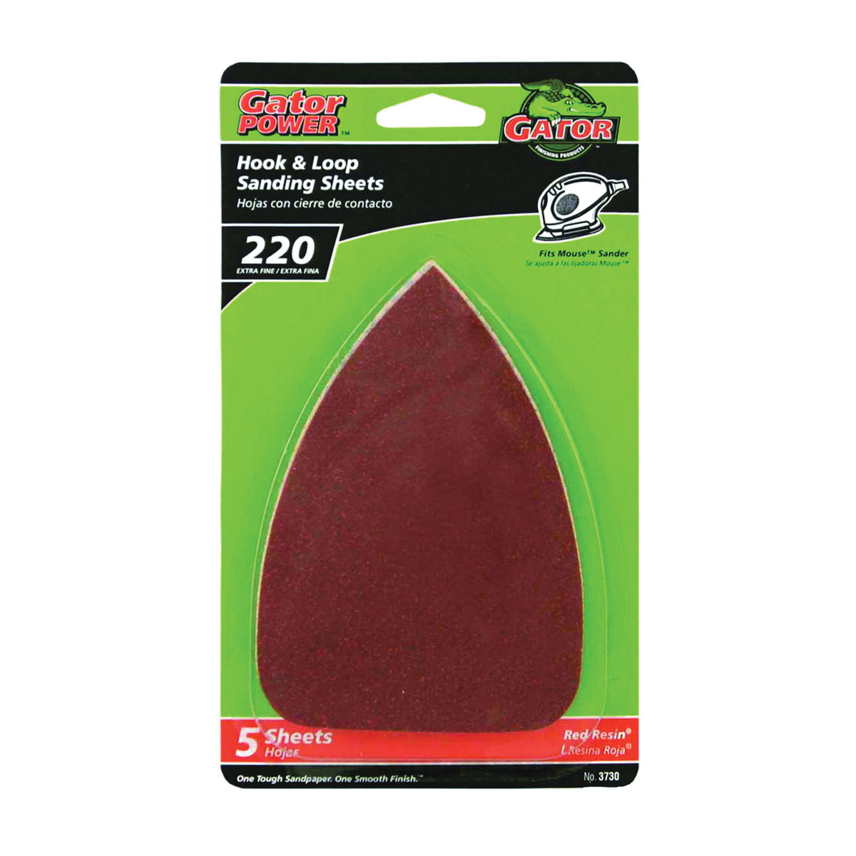 Gator 3730 Sanding Sheet, 3-1/2 in W, 5 in L, 220 Grit, Extra Fine, Aluminum Oxide Abrasive, Paper Backing