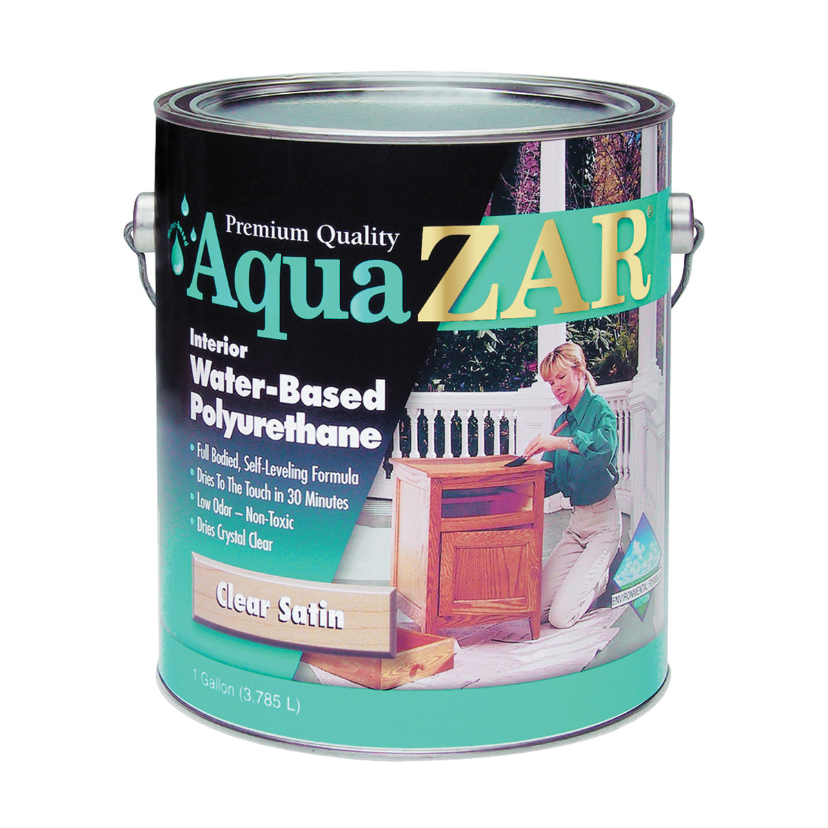 Aqua ZAR 32413 Polyurethane, Gloss, Liquid, Crystal Clear, 1 gal, Can