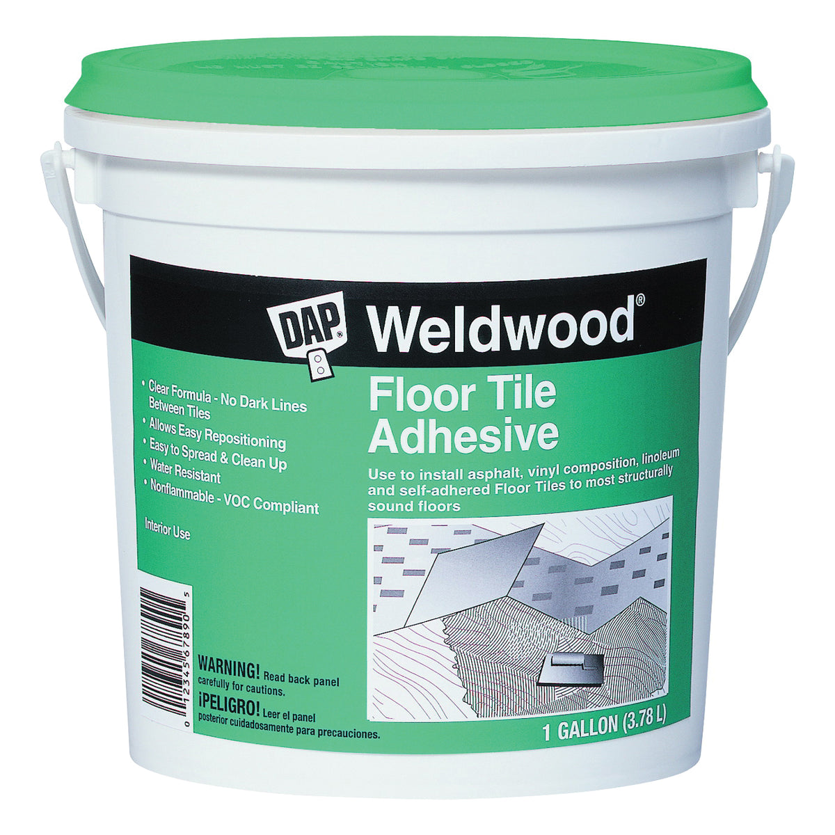 WELDWOOD 00137 Floor Tile Adhesive, Paste, Slight, Clear, 1 gal Pail