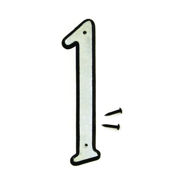 HY-KO 30600 Series 30601 House Number, Character: 1, 4 in H Character, Black/White Character, Plastic