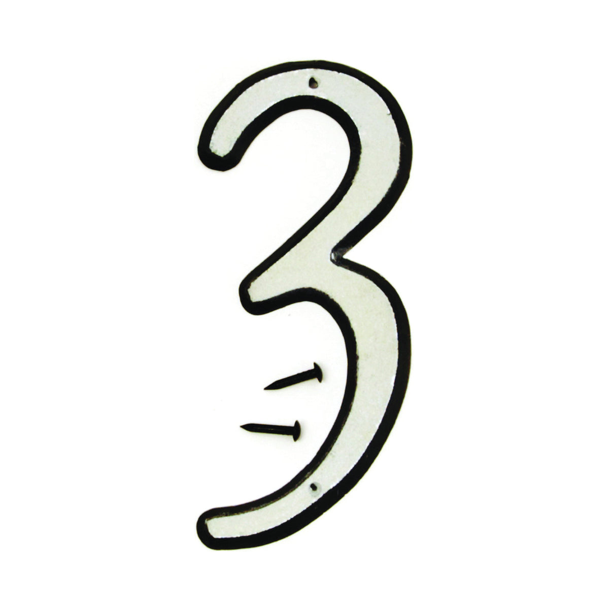 HY-KO 30600 Series 30603 House Number, Character: 3, 4 in H Character, Black/White Character, Plastic