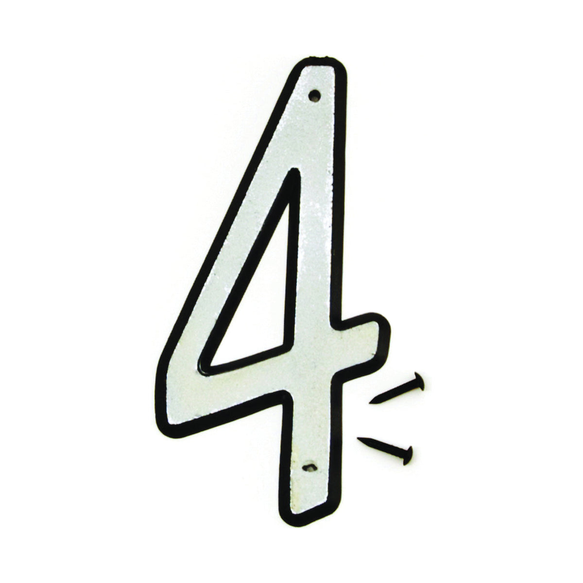 HY-KO 30600 Series 30604 House Number, Character: 4, 4 in H Character, Black/White Character, Plastic