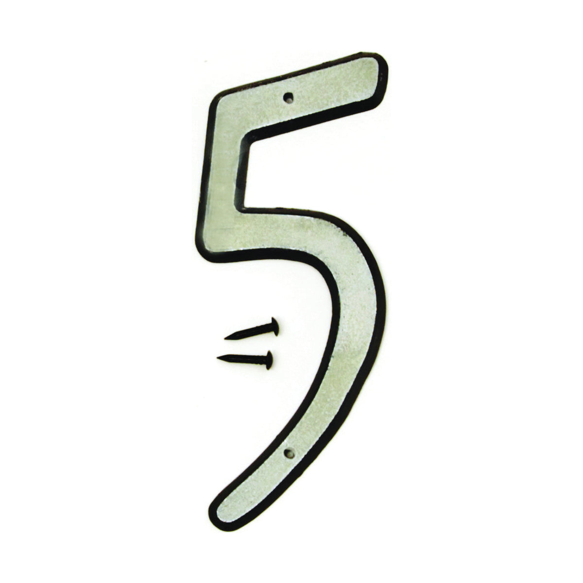 HY-KO 30600 Series 30605 House Number, Character: 5, 4 in H Character, Black/White Character, Plastic