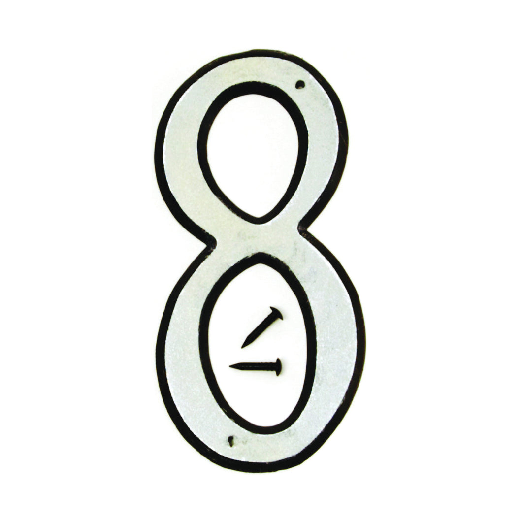 HY-KO 30600 Series 30608 House Number, Character: 8, 4 in H Character, Black/White Character, Plastic