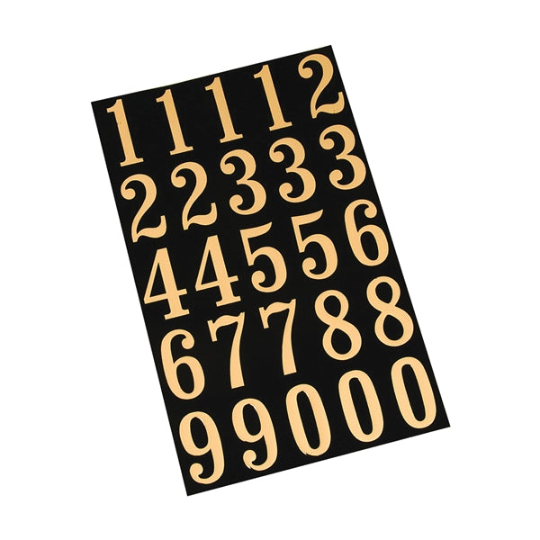 HY-KO MM-5N Packaged Number Set, 3 in H Character, Gold Character, Black Background, Vinyl