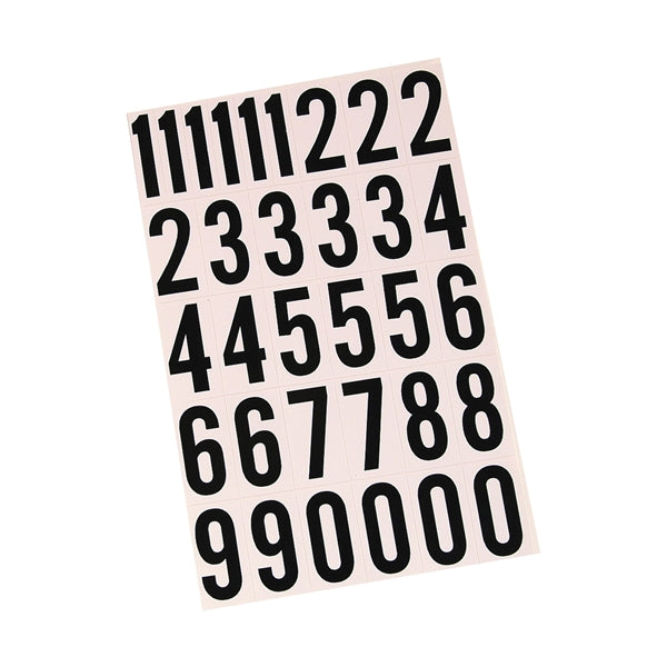 HY-KO MM-7N Packaged Number Set, 1-3/4 in H Character, Black Character, White Background, Vinyl