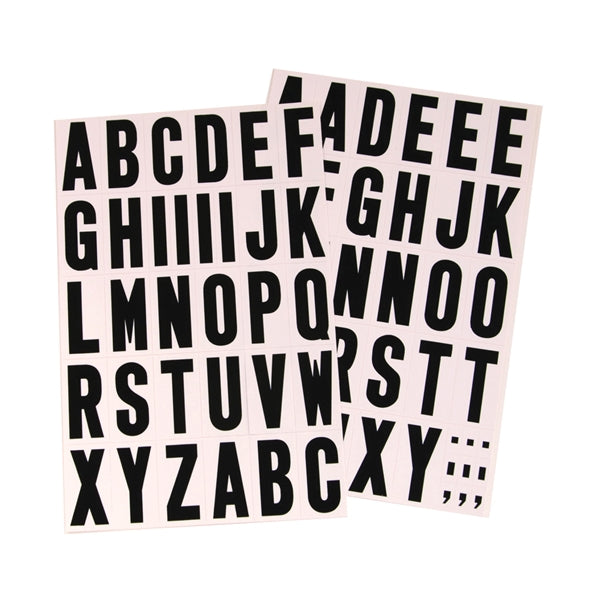 HY-KO MM-7L Packaged Letter Set, 1-3/4 in H Character, Black Character, White Background, Vinyl