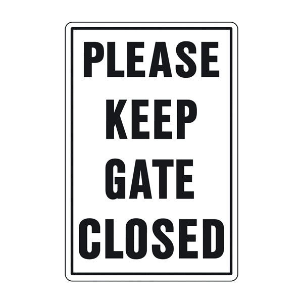 HY-KO 20523 Rural and Urban Sign, PLEASE KEEP GATE CLOSED, Black Legend, 18 in L x 12 in W Dimensions