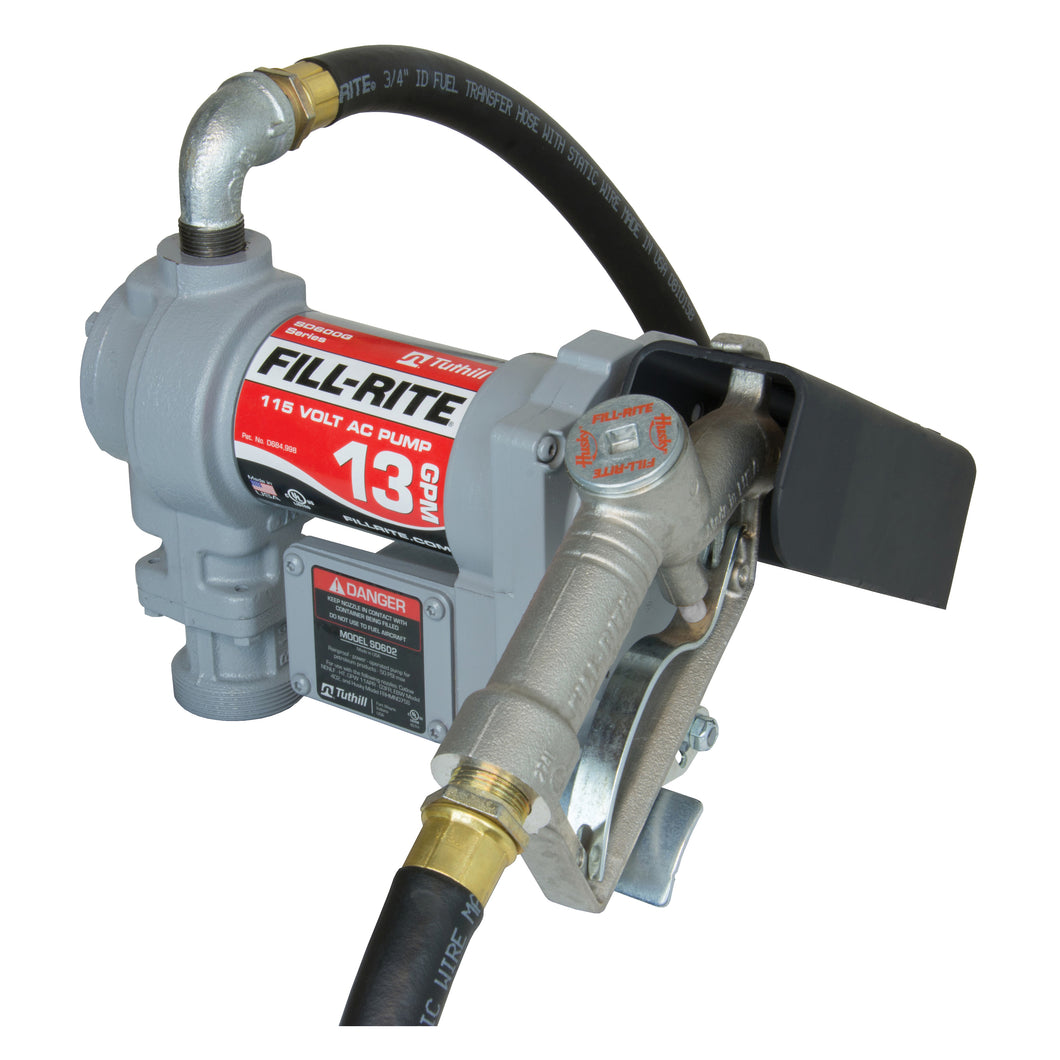 Fill-Rite SD602G/SD602 Fuel Transfer Pump, Motor: 1/6 hp, 1.5 A, 115 VAC, 60 Hz, 30 min Duty Cycle, 3/4 in Outlet