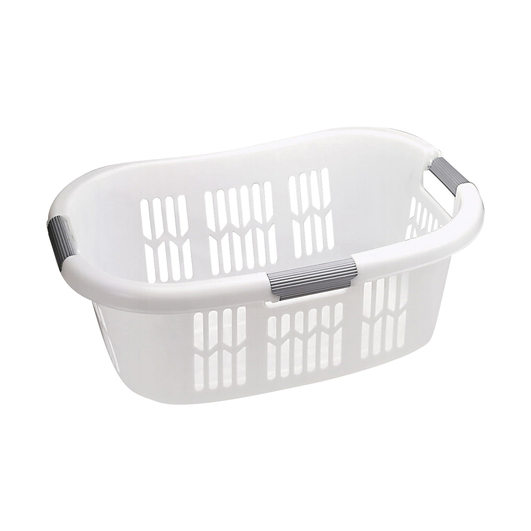 Rubbermaid Hip-Hugger FG299787WHT Laundry Basket, 1.5 bu Capacity, Plastic, White, 1-Compartment