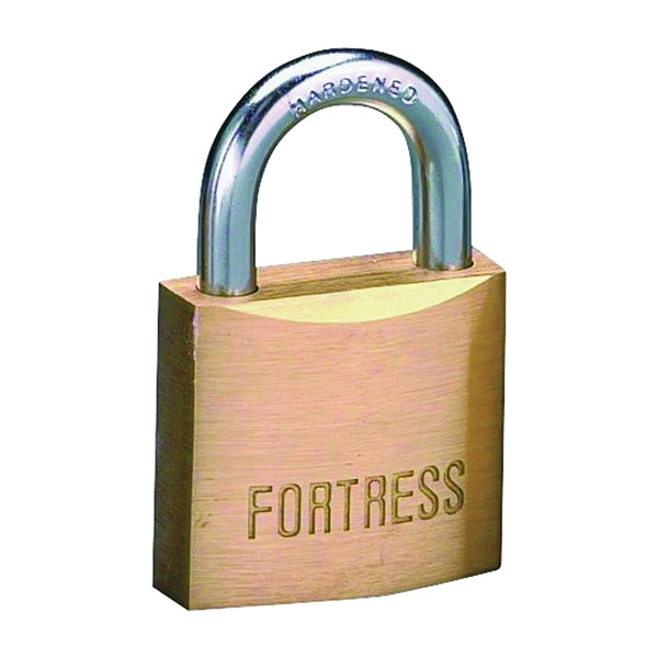 American Lock Fortress Series 1840D Padlock, Keyed Different Key, 1/4 in Dia Shackle, Steel Shackle, Solid Brass Body