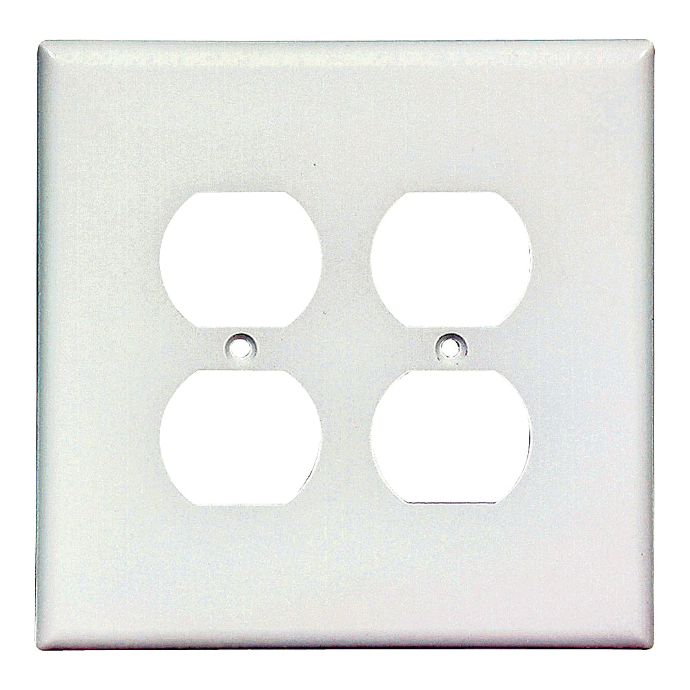 Eaton Wiring Devices 2750W-BOX Receptacle Wallplate, 5-1/4 in L, 5-5/16 in W, 2 -Gang, Thermoset, White