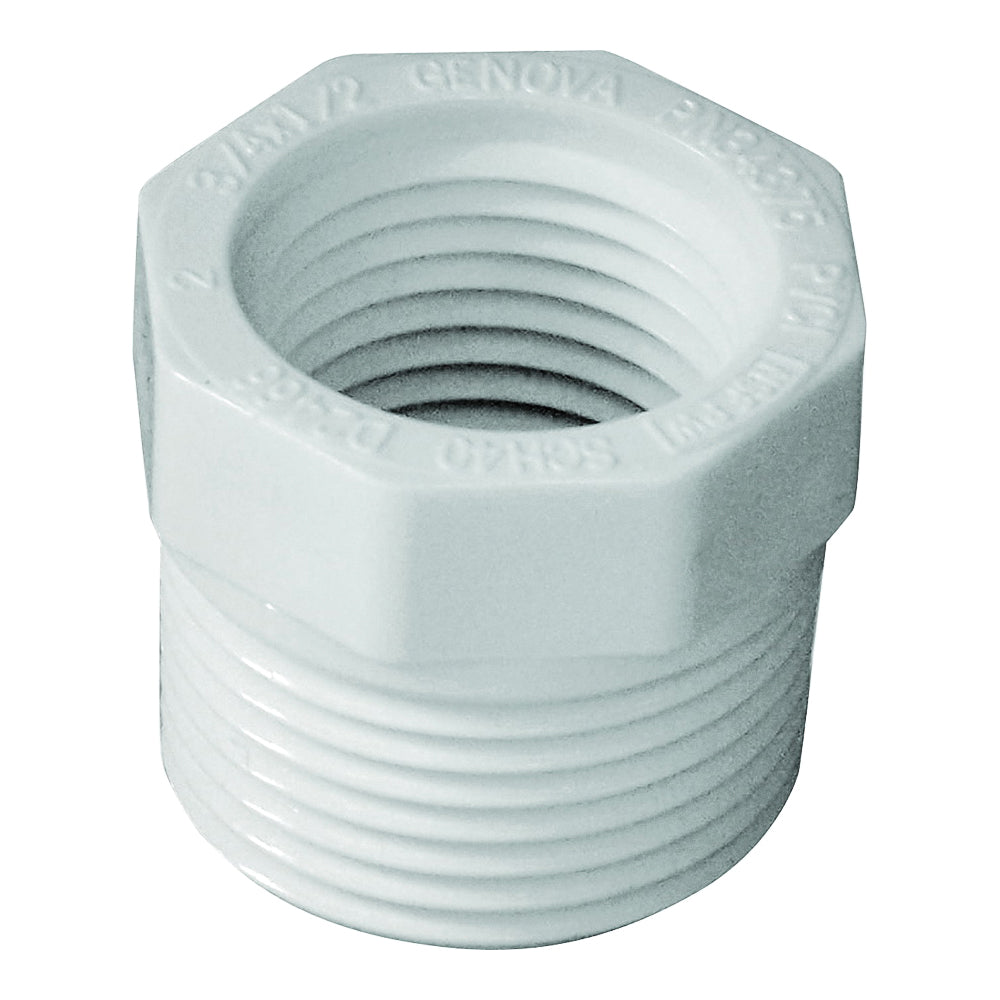 GENOVA 300 Series 34375 Reducing Bushing, 3/4 x 1/2 in, MIP x FIP, White, SCH 40 Schedule