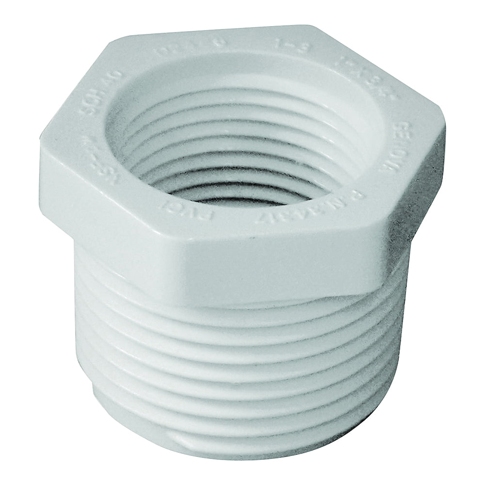 GENOVA 300 Series 34317 Reducing Bushing, 1 x 3/4 in, MIP x FIP, White, SCH 40 Schedule
