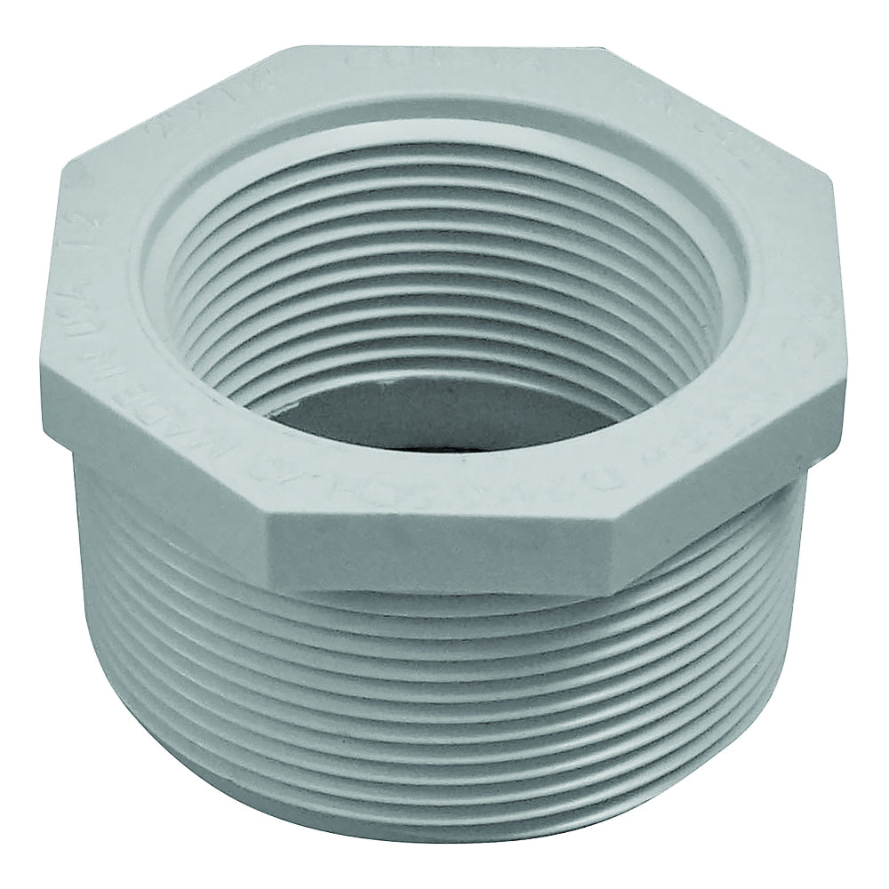 GENOVA 300 Series 34321 Reducing Bushing, 2 x 1-1/2 in, MIP x FIP, White, SCH 40 Schedule