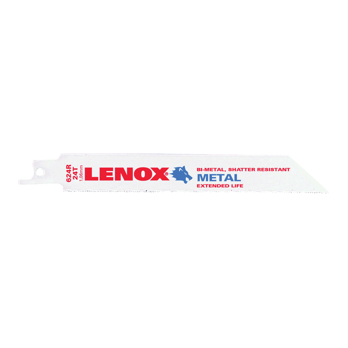 Lenox 20569S624R Reciprocating Saw Blade, 3/4 in W, 6 in L, 24 TPI, Bi-Metal Cutting Edge