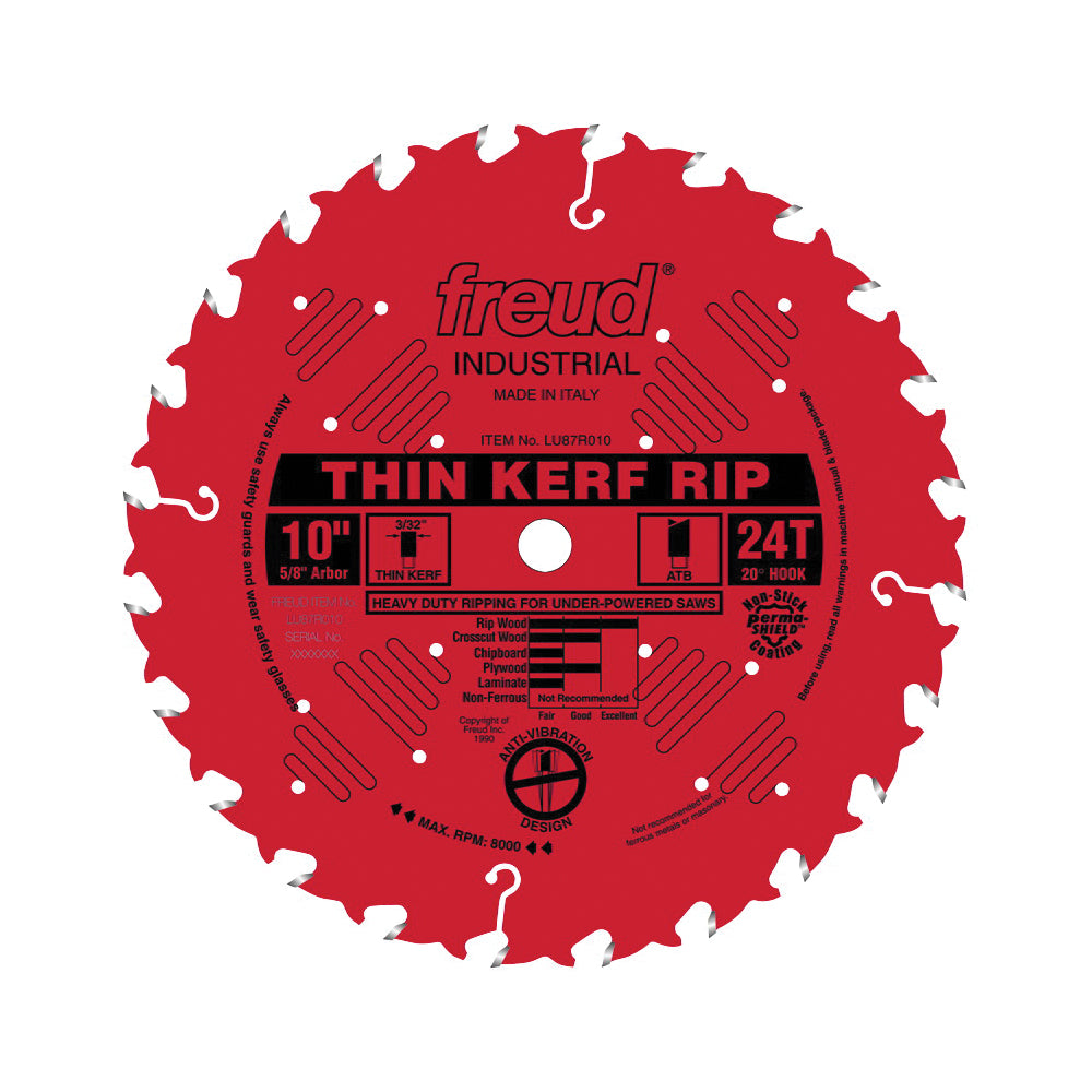 Freud LU87R010 Circular Saw Blade, 10 in Dia, 5/8 in Arbor, 24-Teeth, Carbide Cutting Edge