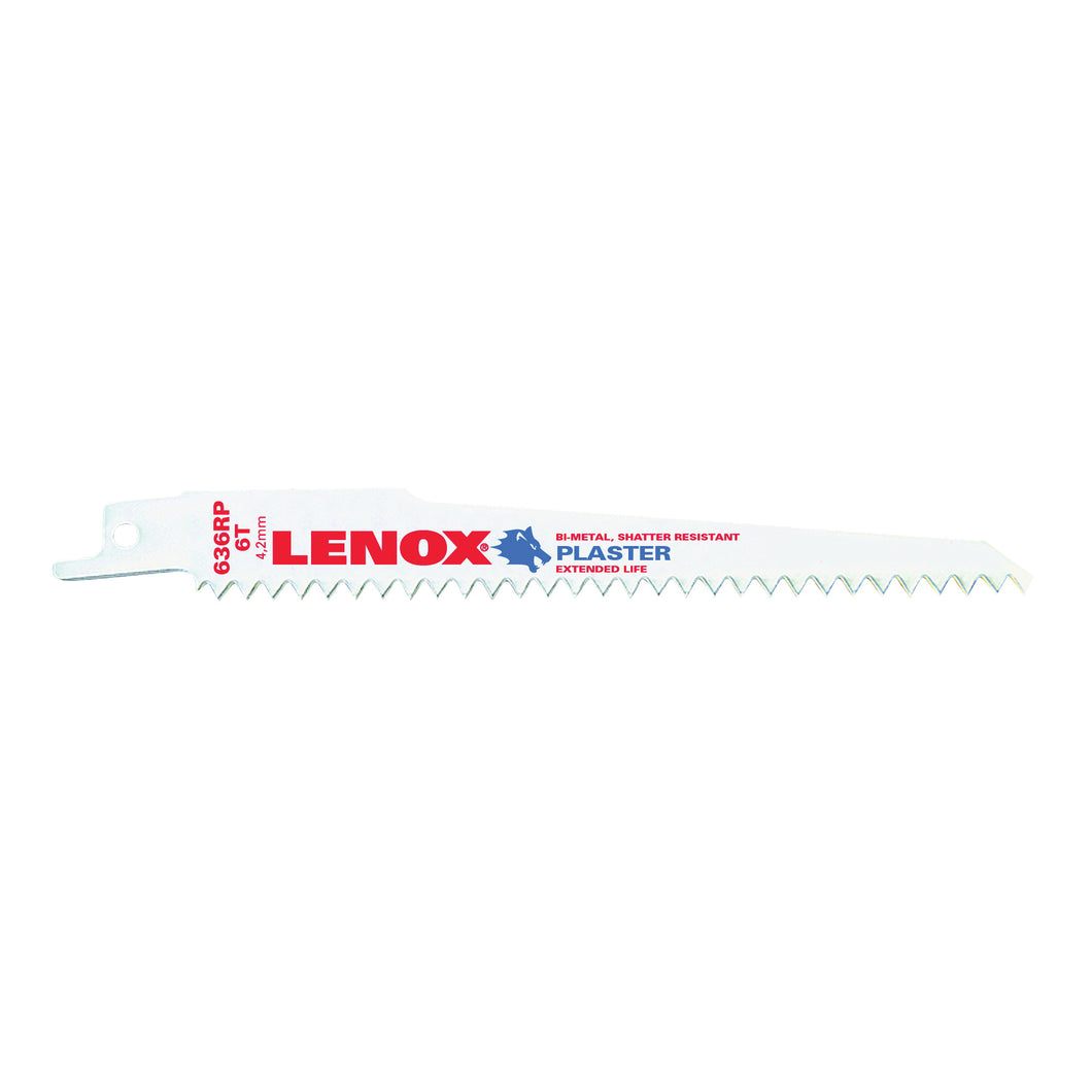 Lenox 20570636RP Reciprocating Saw Blade, 3/4 in W, 6 in L, 6 TPI, Bi-Metal Cutting Edge