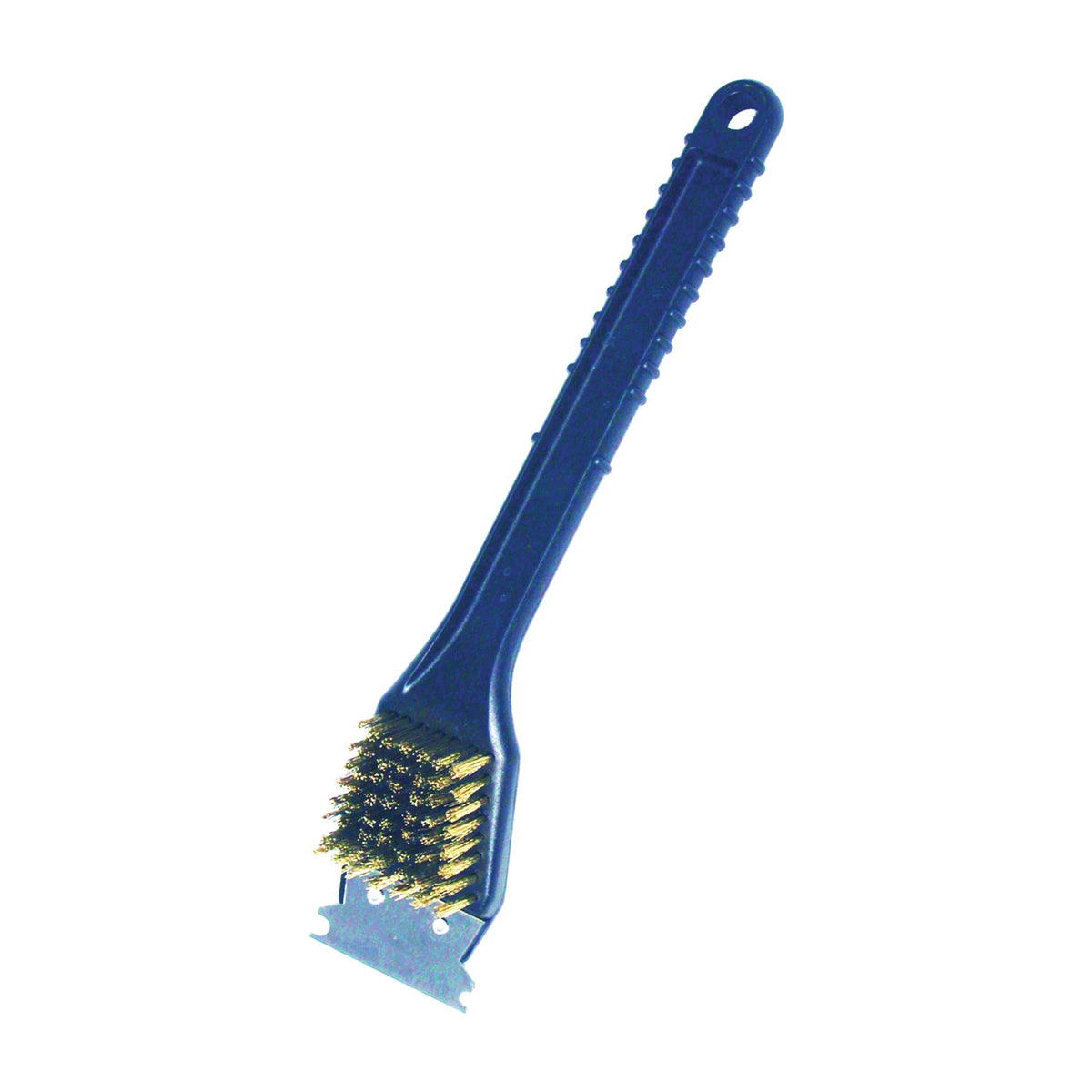 BIRDWELL 844-48 Barbecue Grill Brush with Metal Scraper, Brass Bristle, 3/4 in L Trim, Polypropylene Handle