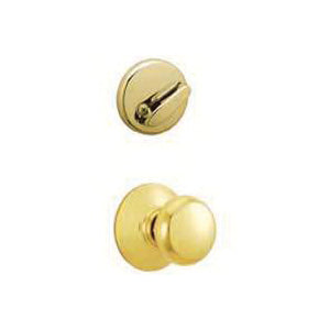 Schlage F Series F59PLY605 Interior Pack, Bright Brass, Knob Handle, 1-5/8 to 2 in Thick Door