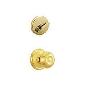 Schlage F Series F59GEO605 Interior Pack, Bright Brass, Knob Handle, 1-5/8 to 2 in Thick Door