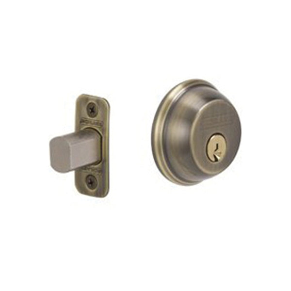 Schlage B60NV609KA4 Deadbolt, Antique Brass, 2-3/8 x 2-3/4 in Backset, C Keyway