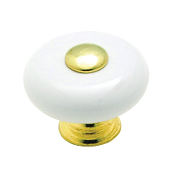 Amerock Allison Value Series 69228 Cabinet Knob, 1 in Projection, Ceramic, Polished Brass