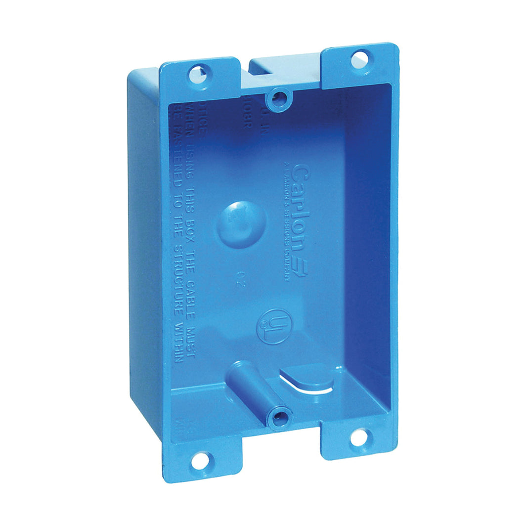 Carlon B108R-UPC Outlet Box, 1 -Gang, PVC, Blue