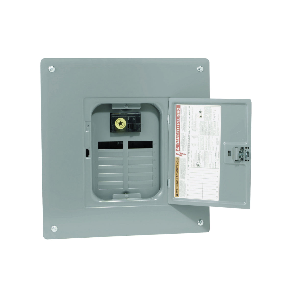 Square D QO112M100C Load Center, 12 -Pole, 100 A, 12 -Space, NEMA 1 Enclosure, Flush, Surface Mounting