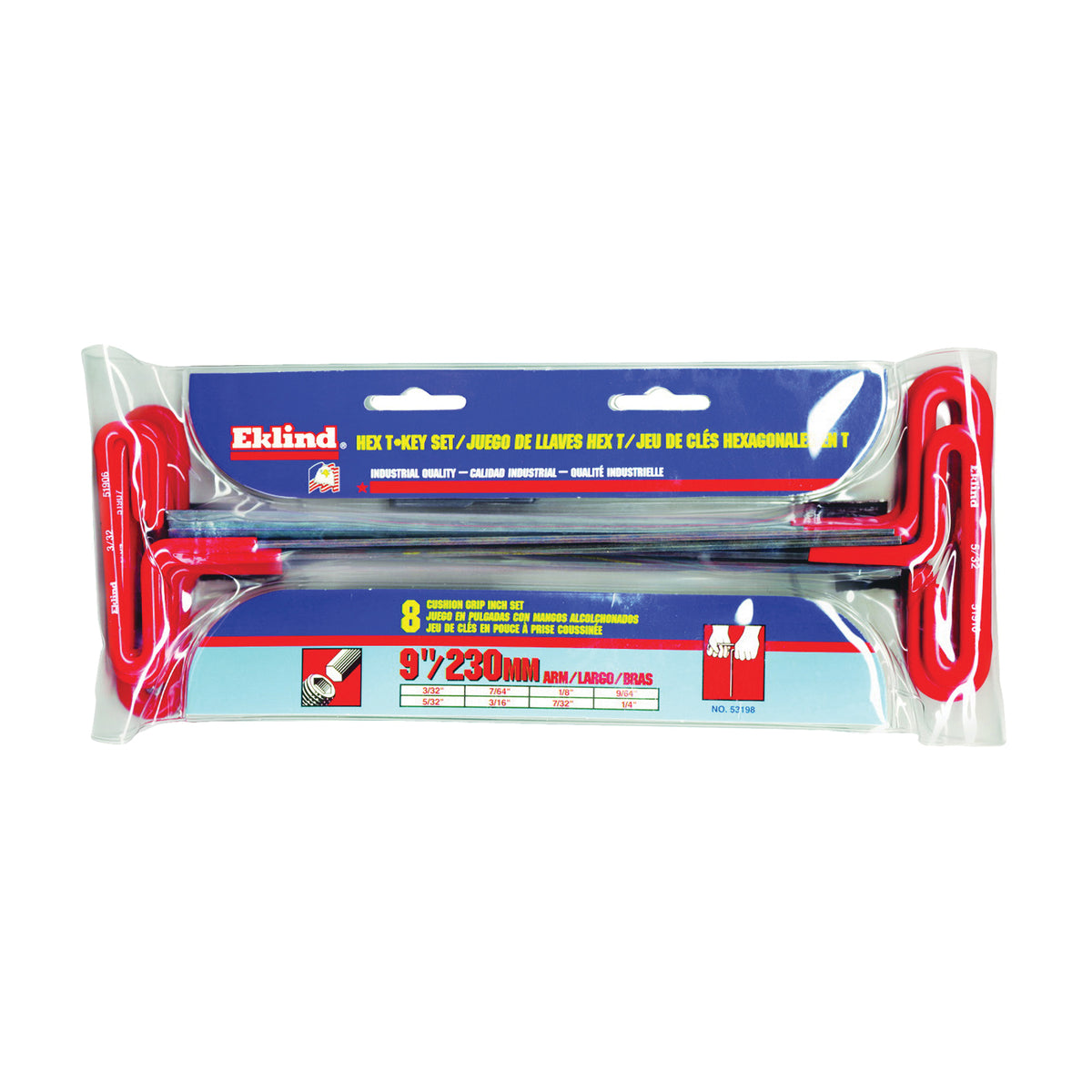 Eklind 53198 Hex T-Key Set, 8-Piece, Steel, Black